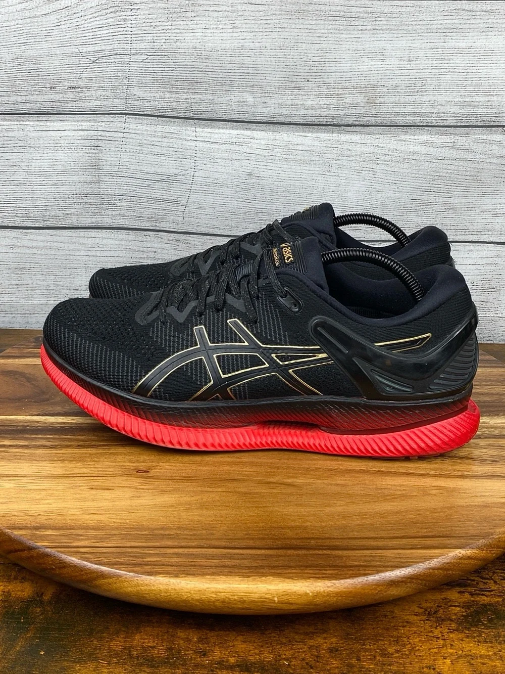 Asics MetaRide FlyteFoam Black Red Gold Running Shoes Men’s Sneaker Size 11